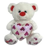 Αρκουδάκι λευκό με καρδιά με πούλιες