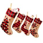 Μπότα Χριστουγέννων Καρώ Κόκκινη