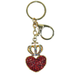 Μπρελόκ Καρδιά με Κόκκινα Κρύσταλλα & Κορώνα