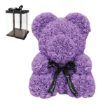 Rose Bear από Μωβ Τριαντάφυλλα με Φιογκάκι – 25cm