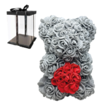 Rose Bear 25cm – Γκρι με Κόκκινη Καρδιά