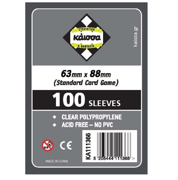 Kaissa Card Sleeves Standard Size 100τμχ Clear - Image 1