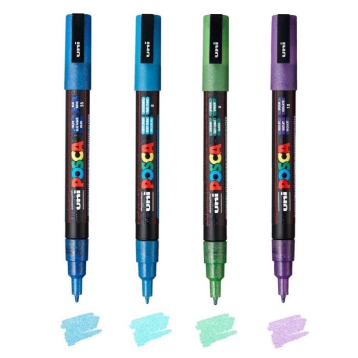 Uni-Ball Ανεξίτηλοι Μαρκαδόροι Glitter 1.3mm Σετ 4 χρώματα - Image 1