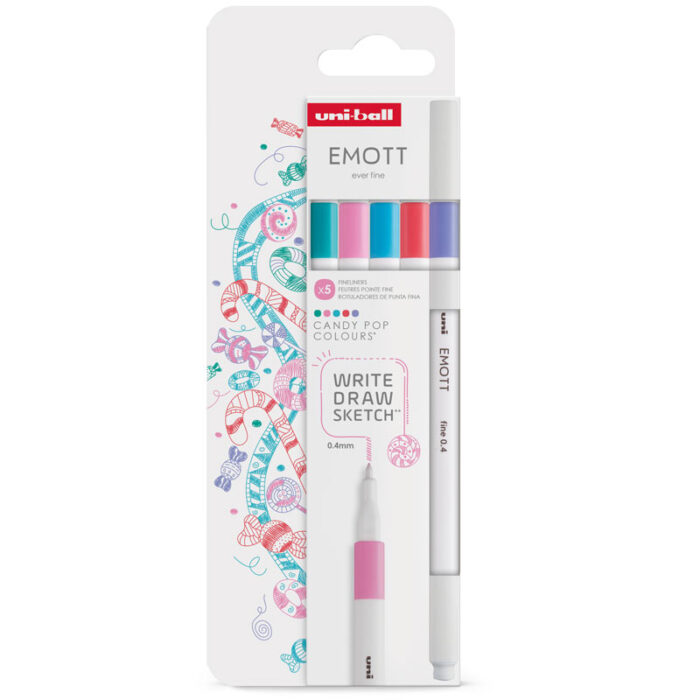 Uni Σετ Μαρκαδόροι Λεπτής Γραφής Candy Pop Colours 5τμχ 0.4mm Uni Emott Uni-Ball - Image 1