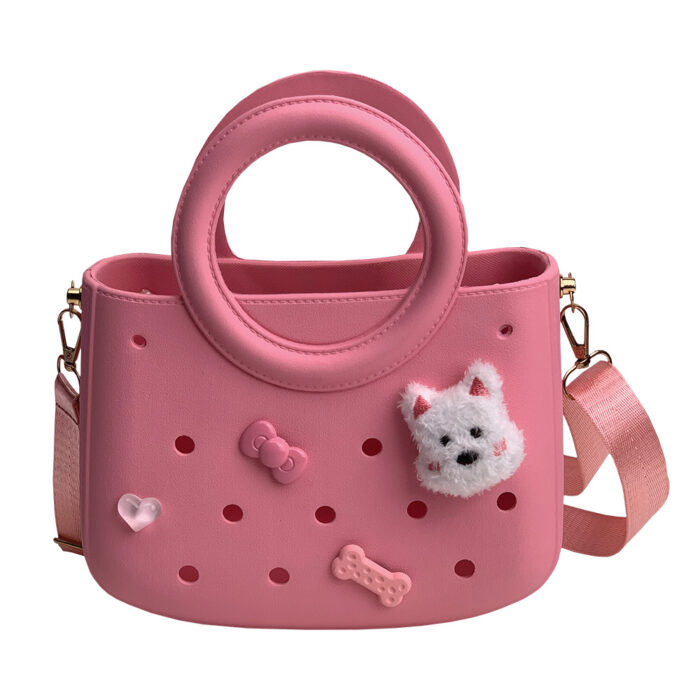 CROQBAG-PINK CACTUS CROQBAG με διακοσμητικά pins 22x26 cm - ΡΟΖ - Image 1