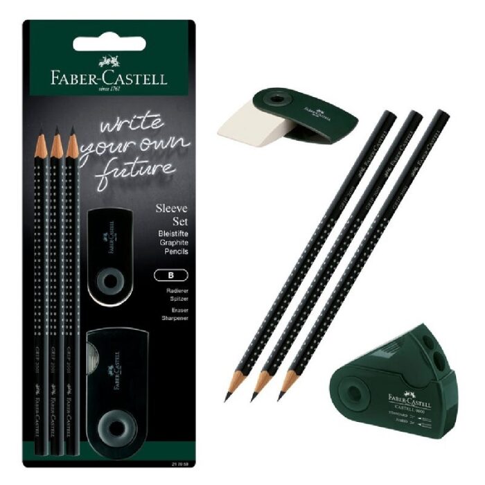 ΣΕΤ FABER CASTELL GRIP 3 ΜΟΛΥΒ.+ΓΟΜΑ+ΞΥΣΤΡΑ ΜΑΥΡΟ - Image 2