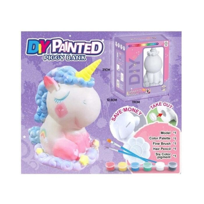 DIY-KOUBARAS-UNICORN Σετ Χειροτεχνίας-Ζωγραφικής Κουμπαράς Μονόκερος - Image 1