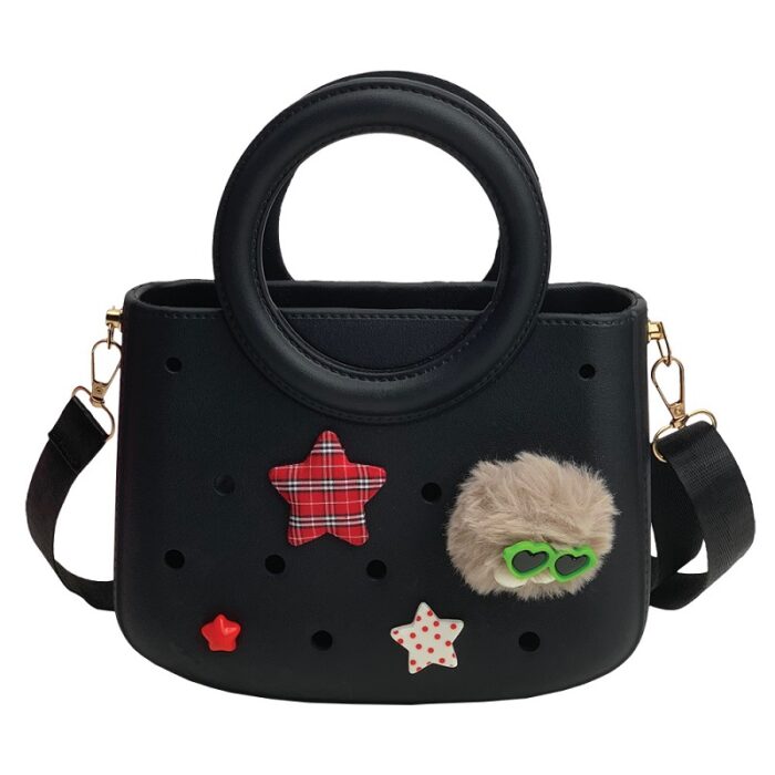 CACTUS CROQBAG με διακοσμητικά pins 22x26 cm - ΜΑΥΡΟ - Image 1