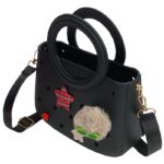 CACTUS CROQBAG με διακοσμητικά pins 22x26 cm - ΜΑΥΡΟ - Image 2