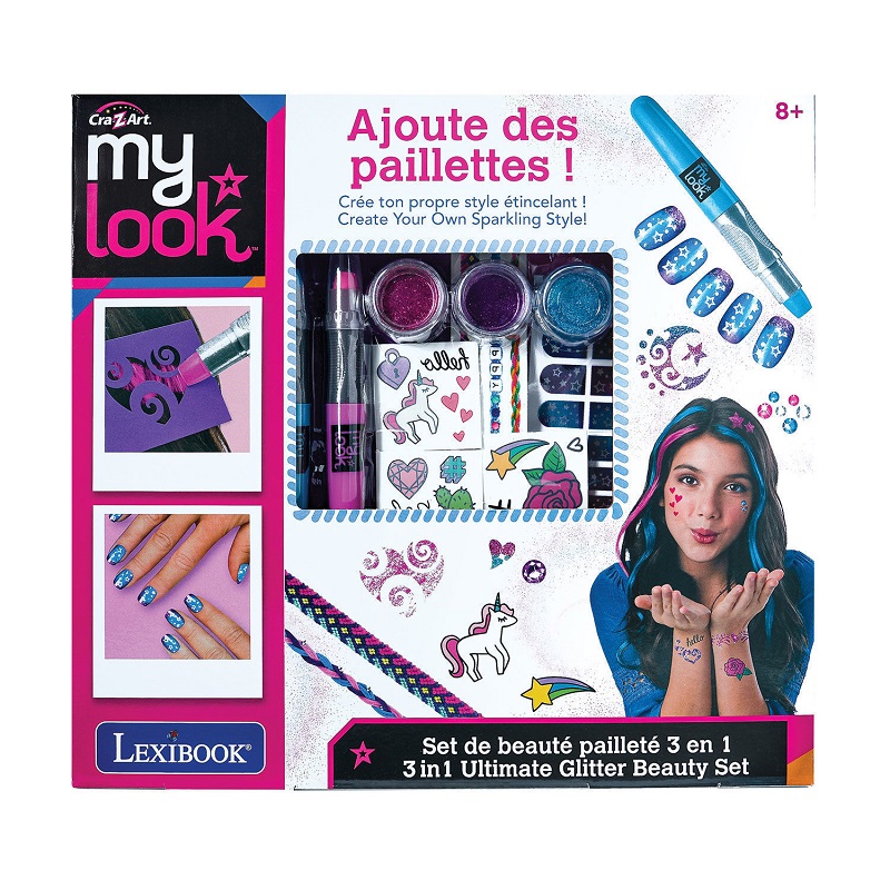 MY-LOOK Cra-Z-Art Glitter Beauty Set 3-σε-1 Σετ Διακόσμησης Μαλλιών & Σώματος με Γκλίτερ και Πετράδια - 8+ Ετών - Image 1